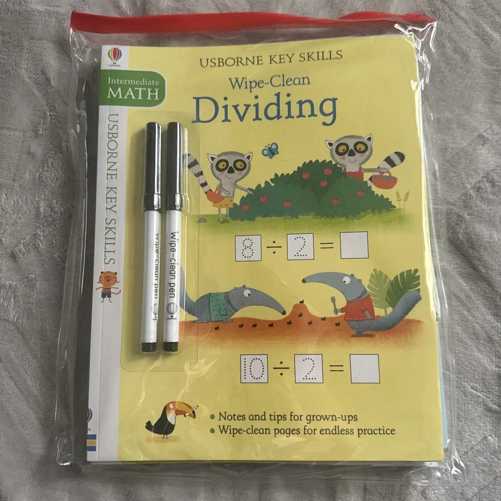Usborne Key Skills Wipe-Clean Book Lot of 4 Time Spelling Grammar Fractions Read